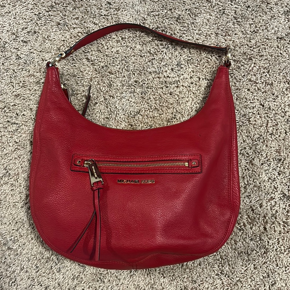 Michael Kors red hobo/shoulder style purse